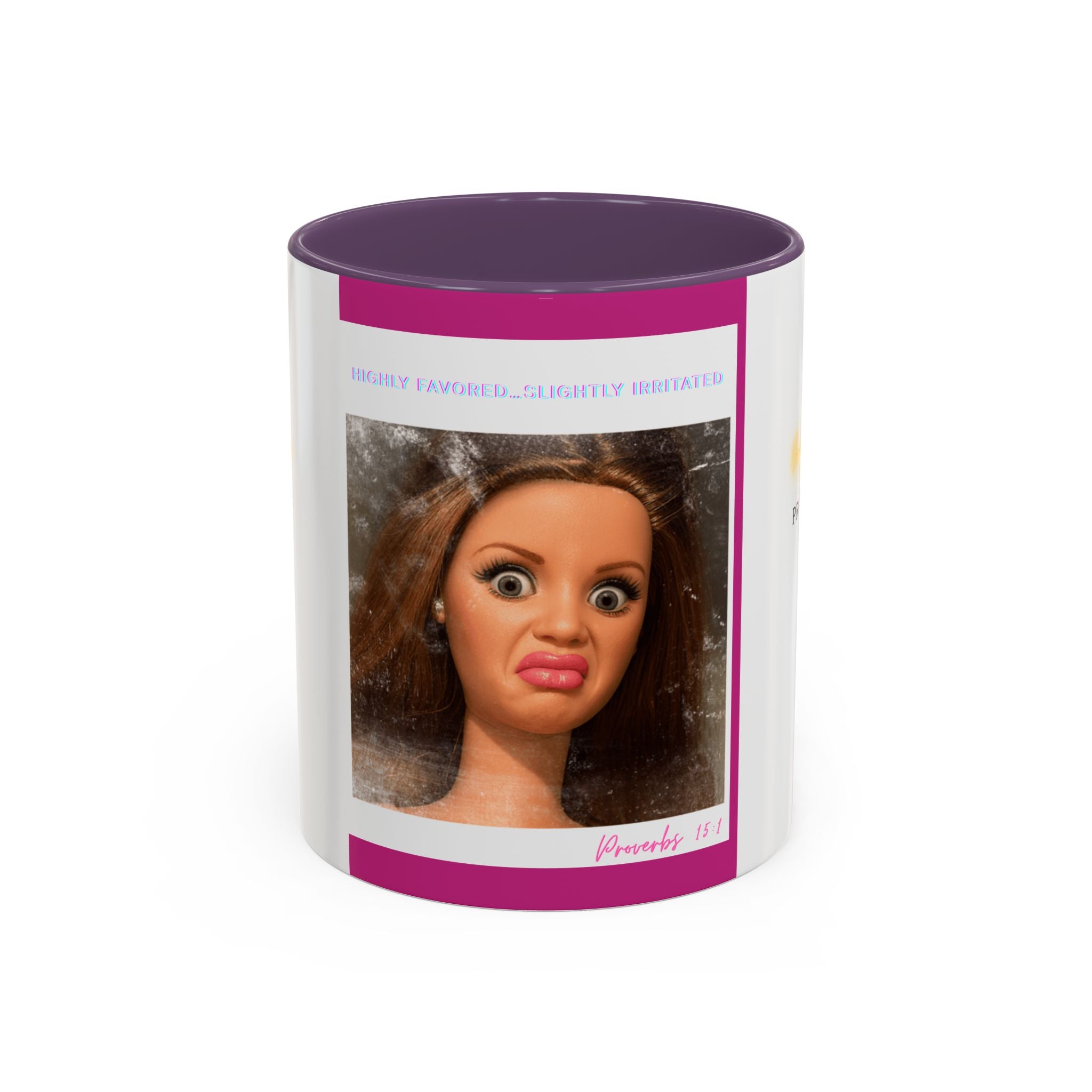 Funny Doll Face Mug, Accent Coffee Mug 11oz or 15oz | Proverbs 31:30 Scripture